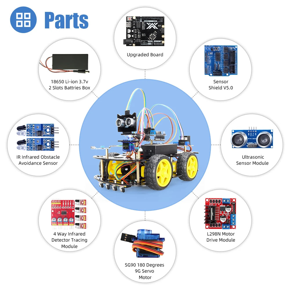 New Smart Robot Car Coding Kit for Arduino Programming Great Fun Education Learning Robotic Complete Automation Kit For Projects
